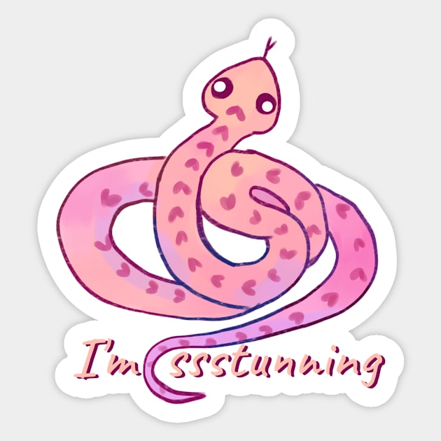 Cute watercolor snake I'm stunning Sticker by Mayarart